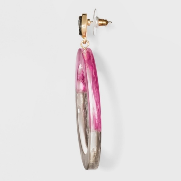 SUGARFIX Colorful Resin Hoop Earrings with Druzy - Picture 3 of 4